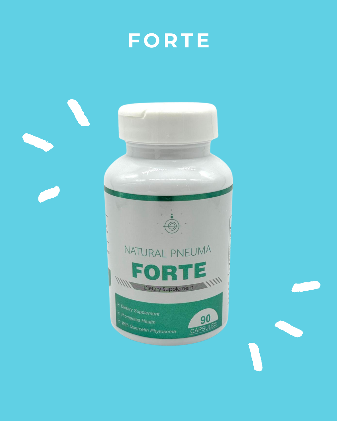 Natural Pneuma FORTE dietary supplement bottle with green label – 90 capsules